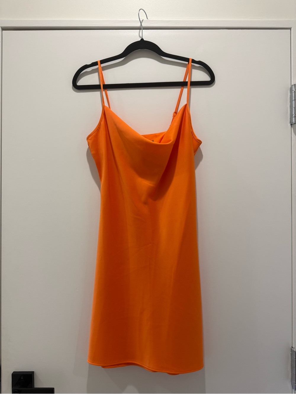 Vibrant Orange Cowl Neck Slip Dress